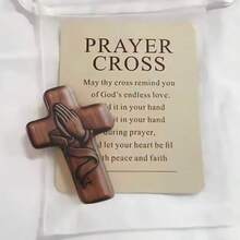 Pocket Cross With Card Set, Resin Craft Gift With Mesh Bag, Portable Prayer Church Gift For Church Or Daily Carry, Ideal For Confirmation Gifts, Birthday Gifts, Valentine's Day Gifts, Mother's Day Gifts, Father's Day Gifts - Brown - View 6