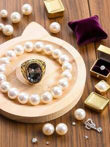 1 Khay trưng bày trang sức bằng gỗ, Giá đỡ trang sức thiết kế tối giản, Giá trưng bày vòng tay hạt cườm, Giá trưng bày nhẫn và lắc tay, Công cụ chụp ảnh đa chức năng, Trang trí bàn làm việc cao cấp - Màu gỗ - Xem 5