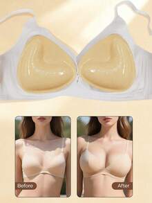 2片双面粘性胸垫，V型海绵胸垫，泳装专用，提拉丰胸，派对必备 - 彩色 - 查看 1