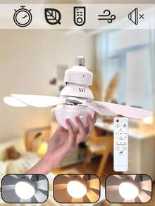 16.53-Inch LED Ceiling Fan Light With Remote Control, 30W, E27 Base, 3-Speed Adjustable, 3000K-6500K Color Temperature Dimmable, Suitable For Bathroom, Kitchen And Small Room Indoor Lighting - one-size - View 2