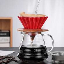 Goteador de café de cerámica, cafetera hecha a mano con filtro de café de Origami, embudo con forma de flor, taza para pastel de café por goteo para el hogar YQEV - traje verde - Ver 4