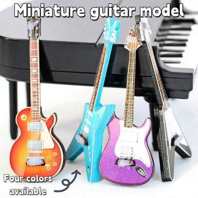 4pcs/3pcs/2pcs/1pc Desktop Decor Ornaments, Home Decor Figurines, Mini Realistic Electric Guitar, Popular Guitar Small Accessories, Miniature Scene Props - Cute Guitar Decor, Small Guitar Decorative Gift, Mini Electric Guitar Decor, Musical Instrument Decor, Dorm Room Decor, Multiple Styles Available