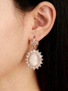 1 paire de boucles d'oreilles géométriques vintage élégantes, esthétique haut de gamme, inspirée de la nature - Multicolore - Voir 6