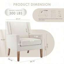 COLAMY - Silla Moderna para Sala de Estar sillón tapizado de Tela Decorativa sillón Individual con Asiento de Descanso y Patas de Madera para Oficina recámara Espacios de Lectura Color Beige - Multicolor - Ver 2