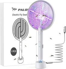 Raquette Électrique Anti-Insectes Rechargeable USB, 6 Lampes UV Piège à Moustiques, Grille 4000V, 3 Couches De Maillage, Élimination Instantanée Des Mouches & Moustiques, Pour Maison, Bureau, Camping, Pique-Nique - trắng - Xem 9