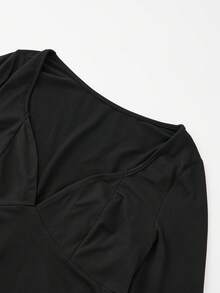 Comfortable Maternity Bodysuit, Long Sleeve Deep V-Neck, High Stretch Fabric, Versatile Pregnancy Wear