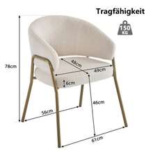 White Dining Chairs, Modern Sheepskin Suede Dining Chairs With Gold Paint (1 Chair), Dining Chairs With Gold Legs. - White - View 6