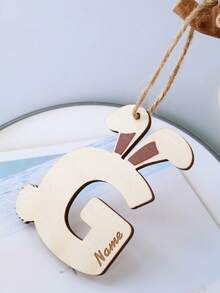 LICVIC Personalized Easter Letter Bunny Hanging Ornament With Name, Spring Home Decor Gift For Family Friends, Custom A To Z Alphabet Tag For Easter Basket, Customized Name Pendant, Sweet Bunny Gift Idea, Cute Farm Style Decor, Customizable Letter Choice