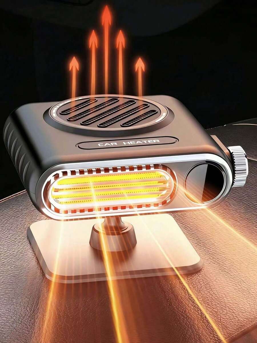 12V Fast Heating Portable Car Heater & Defogger, Cigarette Lighter Powered, Heat & Fan For Quick Warm-Up, Fits Most Vehicles, Ideal For Winter Travel & Camping, Ideal Gift, Car Accessories - Black - View 1