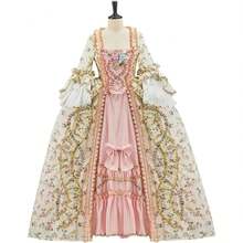 French Queen Costume  Dress Floral 18th Century Victorian Dress Women's Rococo Medieval Ball Gown - Hoa - Xem 8