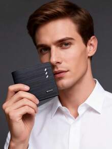 The Modern Man's Essential "Pocket Companion". Simple Yet With A Retro Charm. Effortlessly Showcase Elegance: Bid Farewell To Bulky Old-Fashioned Wallets. Our Short-Style Design Is Fashionable And Compact, Easily Fitting Into The Back Pocket Without Affecting The Line Of The Pants. - Black - View 3