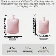 1个1000毫升/2000毫升PVC热水袋，可重复灌装，用于暖手和热疗，防爆，带可爱毛绒套 - 彩色 - 查看 4