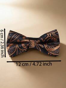 1条男士时尚佩斯利花纹双层领结，适合派对、日常穿着、上学、旅行等场合。