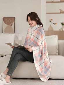 Dicke doppellagige karierte Flanell-Schal-Decke, multifunktional für Zuhause & Büro, tragbare lässige Decke, Firmen-Nickerchen-Decke, Umstandsmantel, warmer Schürzen-Überwurf, Muttertagsgeschenk, Herbst/Winter - Verschiedenfarbig - Übersicht 7