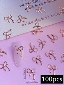 100pcs Metal Bowknot Nail Art Decorations, DIY, Y2K Punk Style Nail Jewelry, Nail Products, Nail Charms, Suitable For Nail Salons Nails Nail Supplies - Multicolor - View 11