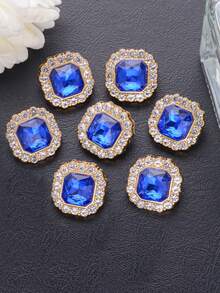7颗彩色方形合成宝石玻璃金属纽扣，适用于女士外套、毛衣、皮草大衣、制服，优雅装饰纽扣，DIY包包及珠宝配饰 - 彩色 - 查看 18