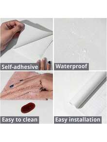 Papel de Contacto Autoadhesivo Vinilo de PVC Plateado Brillante Impermeable, a prueba de Aceite, Papel Pintado Vinilo Decorativo para Muebles, Encimera, Cocina, Refrigerador, Estante - Blanco brillante - Ver 6