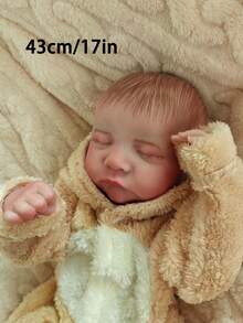 17英寸/43厘米逼真重生娃娃，柔软全身硅胶乙烯基材质，3D手工涂绘，血管清晰可见，四肢灵活，手工涂绘头发，适合作为生日礼物/新生儿礼物/圣诞礼物/感恩节礼物，收藏艺术娃娃，家居装饰，重生娃娃，婴儿娃娃，婴儿玩具，硅胶重生娃娃，婴儿礼物，娃娃推车，男婴玩具，逼真娃娃，硅胶娃娃，解剖结构精准 - 彩色 - 查看 4