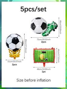 5pcs/Set Football Party Balloon Set, Includes Football Field, Football Shoes And Football Cup Foil Balloons, Suitable For Football Matches, Birthday Party Decorations, Football Theme Parties, Home Decor, Sports Theme Events, Sports Decorations, Football Indoor And Outdoor Atmosphere Photography Props, Sports Competition Celebration Parties - Multicolor - View 6