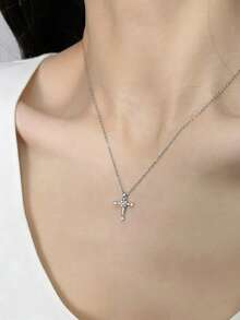 1pc Fashion Cross Pendant Necklace, Suitable For Women's Daily Wear - Cross - View 5