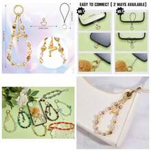 串珠手机手链挂绳，手机蝴蝶结吊坠腕带挂绳，可爱风吊坠腕带，相机包配件，兼容安卓及大多数智能手机，送给母亲、家人、朋友、孩子、生日、节日的礼物 - 黃蝴蝶 - 查看 1