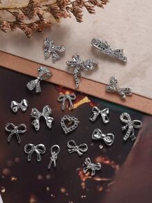 100片迷你金银丝带美甲装饰，金属蝴蝶美甲饰品，奢华美甲贴纸，DIY美甲装饰，女士/女孩金属美甲配件，美甲用品，美甲宝石 - 彩色 - 查看 3