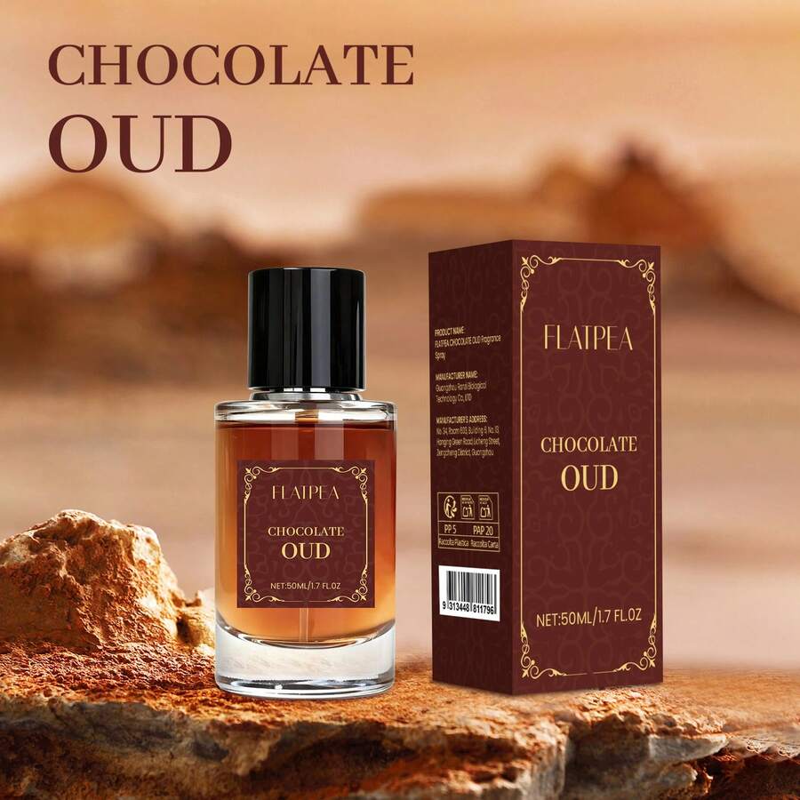FLATPEA 50毫升/1.7液盎司男士淡香水喷雾，大容量，巧克力木质香调，古龙水，高品质，不含酒精，持久留香，迪拜香氛喷雾，理想的节日礼物 - 巧克力烏木噴霧 - 查看 1