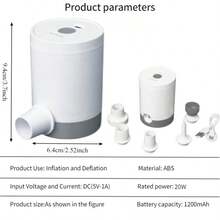 RAF Máy bơm chân không 2 trong 1 với chức năng hút chân không và bơm hơi, thiết kế nhỏ gọn, dùng để bơm và xả hơi cho phao bơi, nệm hơi, đệm, đồ bơm hơi, túi đựng đồ hút chân không và quần áo. Sử dụng trong nhà bếp. Ưu đãi đặc biệt mùa xuân/hè. - Xám - Xem 12