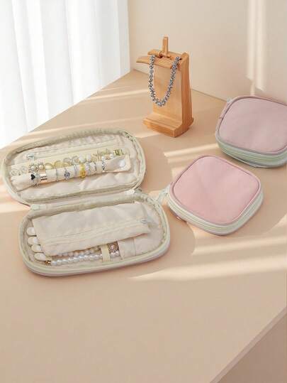 1pc New Women's Fashion Storage Bag Travel Jewelry Storage Bag Jewelry Storage Box And Earring Storage Rack Storage Box , Makeup Room Decor,Travel Essential