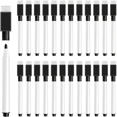 25 Pcs Black Magnetic Dry Erase Markers, 4.5 Inch Magnetic Dry Wipe Mini Marker Pens With Eraser Cap, Low Odor Whiteboard Markers Bulk Fine Point Tip For Schoolsss, Office, Enterprises Supplies