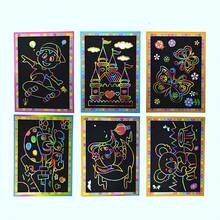 10pcs/Set Scratch Art Kit With Wooden Stylus, Reveal Vibrant Color Patterns, Great For Coloring And Doodling, Comes With Creative Drawing Board, Ideal Holiday Gift - Multicolor - View 7