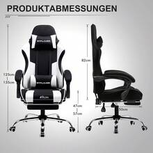 GTPLAYER Gaming Chairs - 白色-布款 - 查看 6