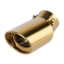 1个不锈钢汽车排气尾嘴 - 镀铬装饰，多色亮面，经久耐用且时尚的后排气管装饰配件，可提升车辆外观，排气管升级，光滑金属表面，高品质结构 - 單管款 - 查看 4