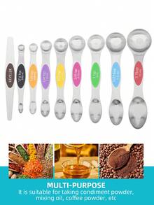 9pcs, Stainless Steel Measuring Cup And Spoon Set, Heavy-Duty Measuring Scoop, Double-Sided Magnetic Measuring Spoons, Used For Tea, Coffee, Dry And Liquid Ingredients, Baking Tools, Kitchen Stuff - - - View 5