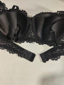 1 Set Women's Black Sexy Lingerie Set, Elegant Lace Breathable Non-Sagging Bra Set, Comfortable Bra Set - Black - View 10
