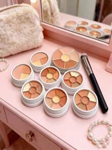 1pc Acrylic Round 3/6 Grid Hollow Makeup Box, Suitable For Eyeshadow/Lipstick, Multi-Grid Cosmetic Storage Box, Portable Refillable Powder Sample Container, Makeup Powder Packaging Box - Multicolor - View 7