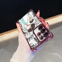 E39NGJJPBZ1221LX Funda de Teléfono con Patrón de Anime, Funda de Teléfono con Marco Electrochapado Morado para  15/Redmi Note 14/14 Pro/14 Pro+/13/13/13 Pro/13 Pro+/12/12/12 Pro/12 Pro+/12S/12 Turbo/10 Pro/14/Poco F6 Pro/ 14T/ 14 Pro/Poco X6 Pro/Poco F5 Pro/Poco X7 Pro Funda Protectora Completa Antigolpes con Marco Electrochapado, Regalo de Navidad, Regalo de Año Nuevo - Colores mixtos - Ver 7