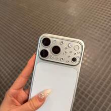 苹果 17 Pro Max/17 Pro 奢华闪亮水钻 3D 爱心相机镜头贴膜 - 精致哑光保护膜，星月图案，防刮钢化膜，银色镜头贴膜 - 銀細閃鏡頭膜+貼紙 - 查看 6