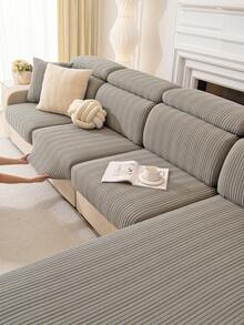 1件纯色弹力沙发套，波西米亚风格沙发套，保护沙发免受滑动和刮擦，适用于1/2/3/4人沙发，可机洗，四季皆宜的家居装饰 - 深灰色 - 查看 6