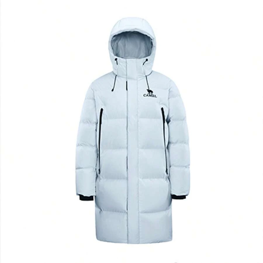 CAMEL CROWN 男士长款羽绒服，加厚设计，适合秋冬季节，保暖，带帽，羽绒填充，极其蓬松，防风，防水，防污 - 遠山藍 - 查看 1