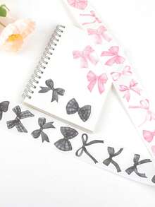 500pcs/Roll Pink And Black Bow Pattern Stickers,16pcs Pattern Office Stationery Decorative Label Stickers, Valentine's Day And Mother's Day Gift Decoration Stickers