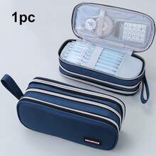 Personalized Custom 2026 New Large Capacity Pen Bag Three-Layer Zipper Student Stationery Bag High-Value Simple Multi-Functional Pencil Bag Back To School - Multicolor - View 9