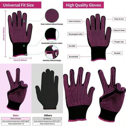 HTVRONT Heat Resistant Gloves For Sublimation - 2Pcs Heat Gloves For Sublimation With Silicone Bumps Heat Resistant Work Gloves For Women Universal Fit Size 9.44 * 5.9in
