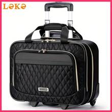 LEKE - Horizontal Style Black Quilted Bag With Tie Rod - Black Trolley Bag - View 2