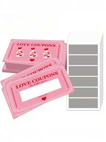 60pcs Pink Scratch Cards, DIY Scratch Cards, Wedding Party Decor, Couple Gift Cards, Suitable For Valentine's Day Party And Events, Gift Packaging, Couple Interaction, Party Penalty Cards, Party Prize Cards, Surprise Cards, Birthday Gift Cards, Gift Cards - Multicolor - View 5