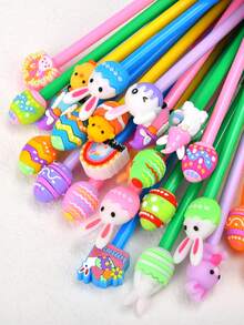 6/12/24pcs - Easter Pen Bulk Rabbit Gel Ink Pens Easter Gift 0.5mm Ink Cute Ballpoint Pens Office School Supplies Award, Creative Easter Gifts (Rabbit, Easter Egg, Gnome, Chick Styles) - Multicolor - View 3