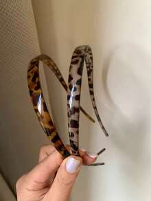 2 piezas de 14.17in/36cm Diademas de plástico ligero de carey y gris, diseño minimalista de alta gama versátil y de moda, adecuado para uso diario, ir al trabajo, fiestas, casual, playa, lavarse la cara, maquillaje, accesorio de vestir, accesorios para el cabello - Multicolor - Ver 2