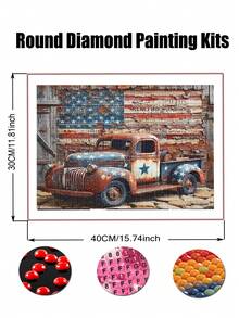 5D Truck Diamond Art Kits For Adults Beginners,DIY Full Round Drill Diamond Painting Kits American Flag, Paint By Diamonds Dot Gem Art Crystal Easy,Home Wall Decor - Multicolor - View 2