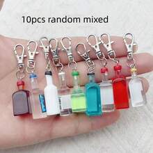 10 móc khóa hình chai bia bằng nhựa màu trơn, kiểu dáng giản dị - Móc khóa mini hình chai bia nhiều màu sắc với vòng kim loại, thích hợp làm phụ kiện trang trí túi xách nữ, điện thoại, hoặc tự làm đồ thủ công. - Nhiều màu - Xem 8