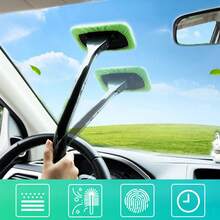 1pc 40cm Long Handle Car Windshield Cleaning Brush, Universal Defogging Squeegee Tool, 180° Rotatable Brush Head, Detachable Microfiber Pad, Ergonomic Handle, Front Windshield Wiper - Multicolor - View 9